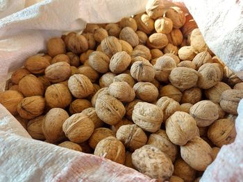 High angle view of eggs in container