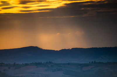 Scenic view of landscape against sky during sunset