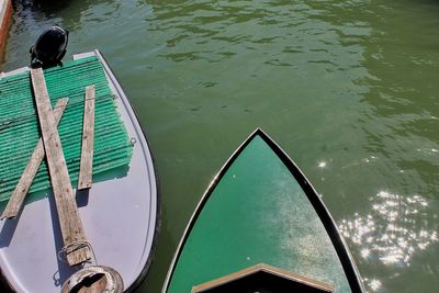 High angle view of boat in lake