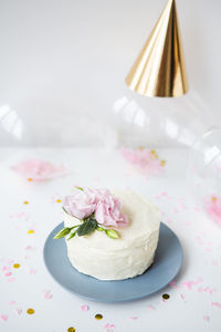 Close-up of dessert in plate on table