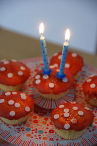 Close-up of birthday cake on table