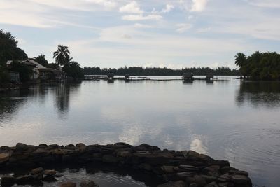 Scenic view of lake against sky