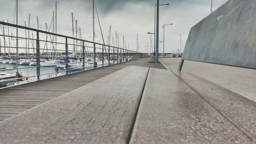 View of bridge in city against sky