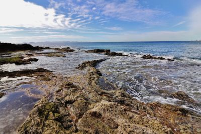 Scenic view of beach against sky