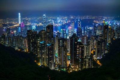 Night view of victoria peak in hong kong