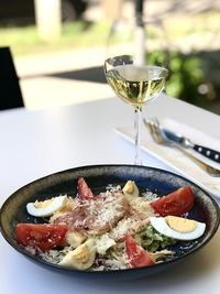 Close-up of food in plate on table