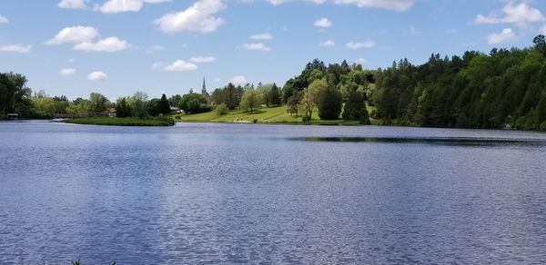 Scenic view of lake against sky