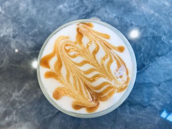 High angle view of coffee on table