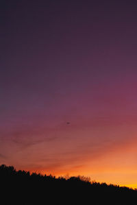 Silhouette of bird against sky during sunset