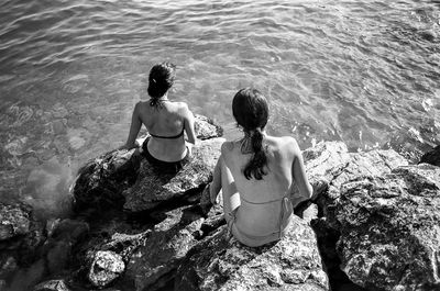 Woman standing in water