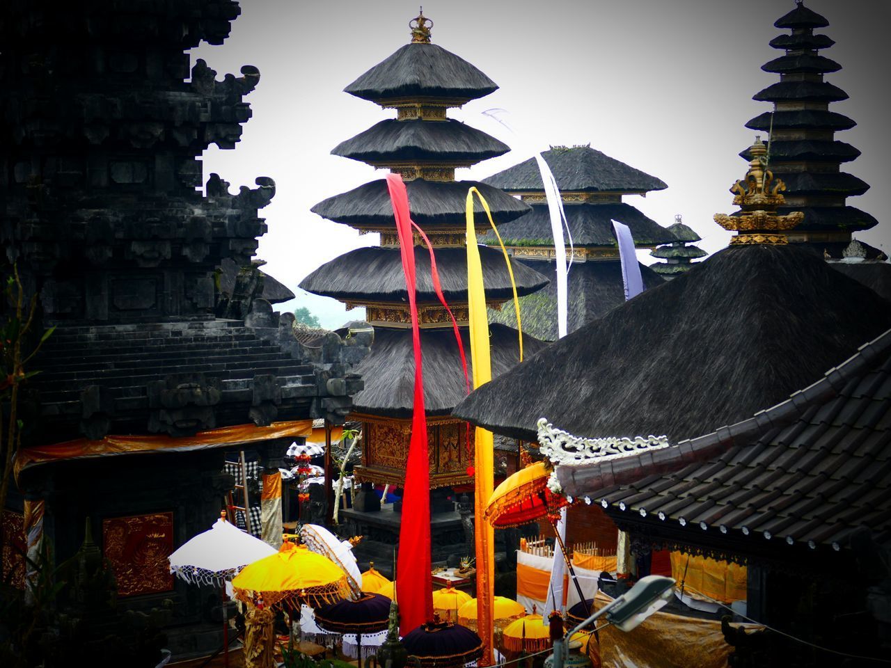 TRADITIONAL TEMPLE AGAINST BUILDING