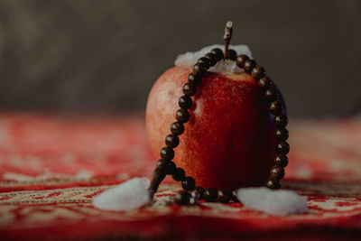 Close-up of strawberry on table