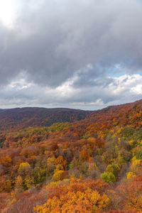 Scenic view of landscape against sky during autumn