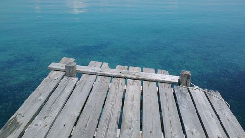 High angle view of pier on sea