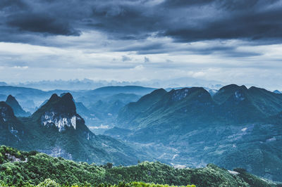 Scenic view of mountains against sky