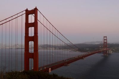 View of golden gate bridge in foggy weather