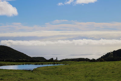 Scenic view of lake against sky