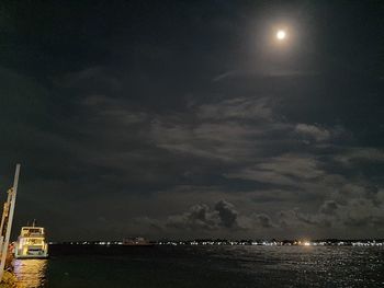 Scenic view of sea against sky at night