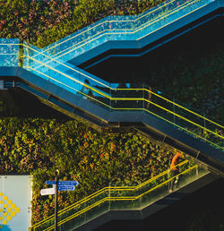 High angle view of swimming pool by trees