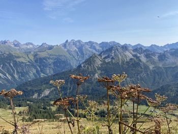 Scenic view of mountains against sky