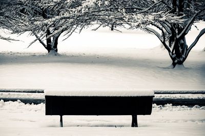 Scenic view of snow covered landscape against sky