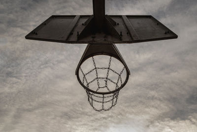 Low angle view of basketball hoop against sky