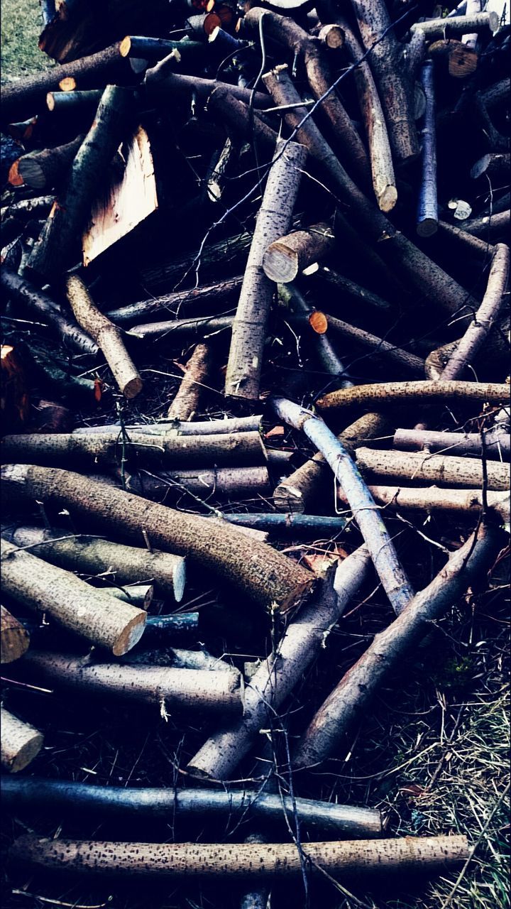 large group of objects, abundance, metal, stack, no people, wood, heap, day, still life, log, close-up, wood - material, firewood, full frame, outdoors, timber, nature, backgrounds, field, nail, pollution