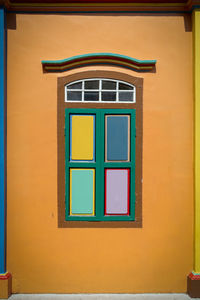 Window of multi colored building