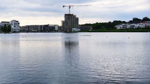 View of river with buildings in background