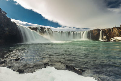 Scenic view of waterfall during winter