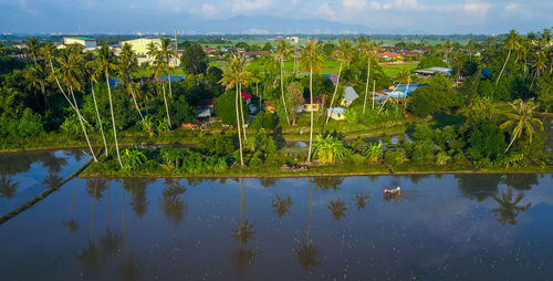 Scenic view of lake against sky