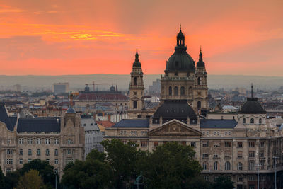 Morning view of st. stephen's basilica in budapest, hungary.