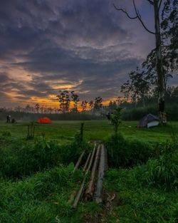 Scenic view of field against sky during sunset