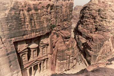 Low angle view of rock formations