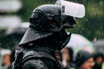 Close-up of wet car