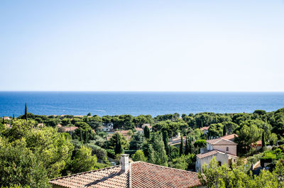 Scenic view of sea against clear sky