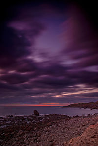 Scenic view of sea against cloudy sky