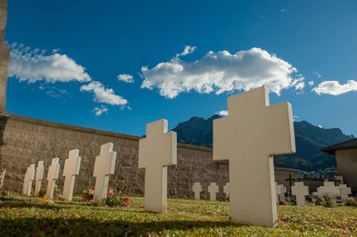 Low angle view of historical building against blue sky