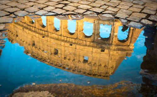 Reflection of built structure in water