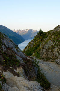 Scenic view of mountains against clear sky