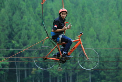 Man riding bicycle