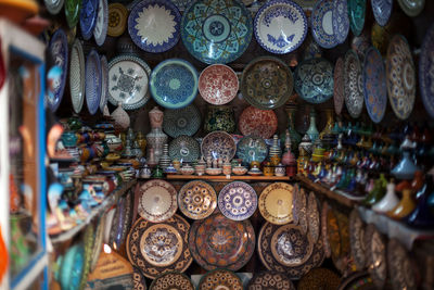 Full frame shot of antique containers