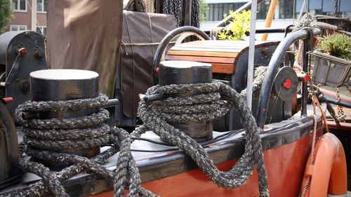 Close-up of ship ropes 