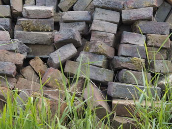 Full frame shot of stones on field