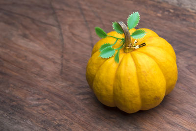 Close-up of pumpkin on table