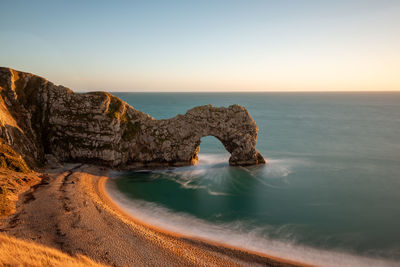 Scenic view of sea against clear sky