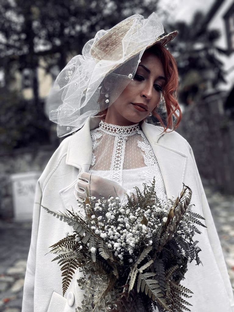 wedding dress, women, adult, bride, clothing, one person, young adult, celebration, dress, fashion, veil, gown, event, plant, female, portrait, wedding, spring, nature, fashion accessory, bridal veil, newlywed, bridal clothing, emotion, looking, elegance, outdoors, hat, white, standing, tree, happiness, flower, person, focus on foreground, lifestyles, waist up, traditional clothing, front view, day, religion, human face, lace, smiling, ceremony