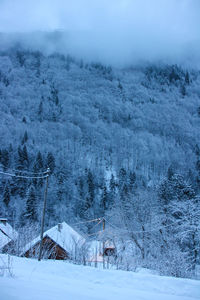 Landscape in vaujany in winter in oisans in france