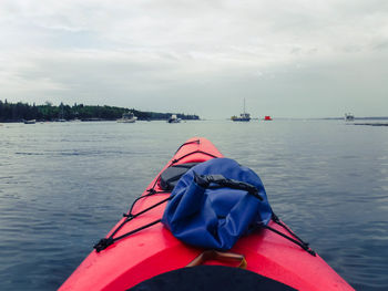 View of a harbor from a kayak 