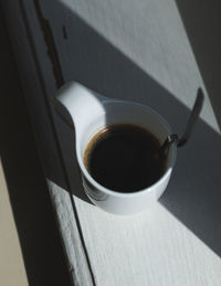 High angle view of coffee on table